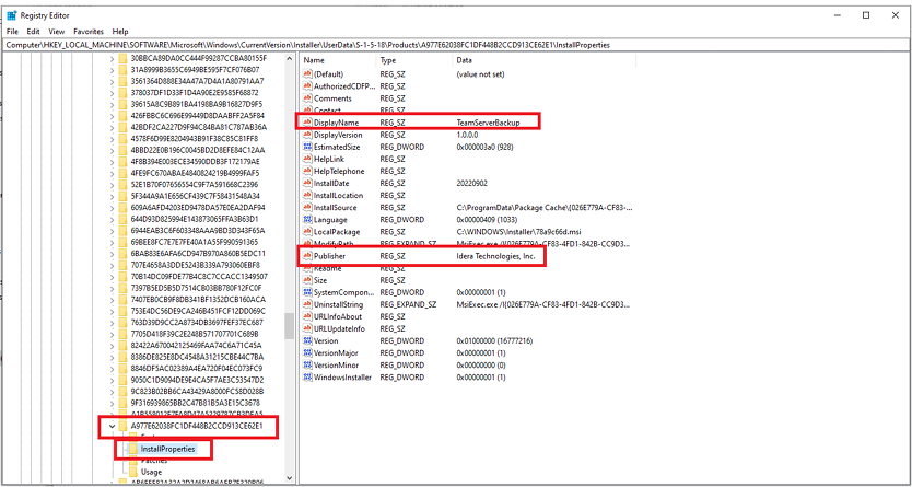 InstallProperties in Registry Editor