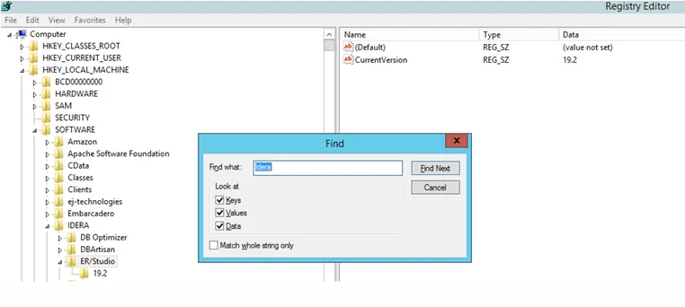 Search in Registry